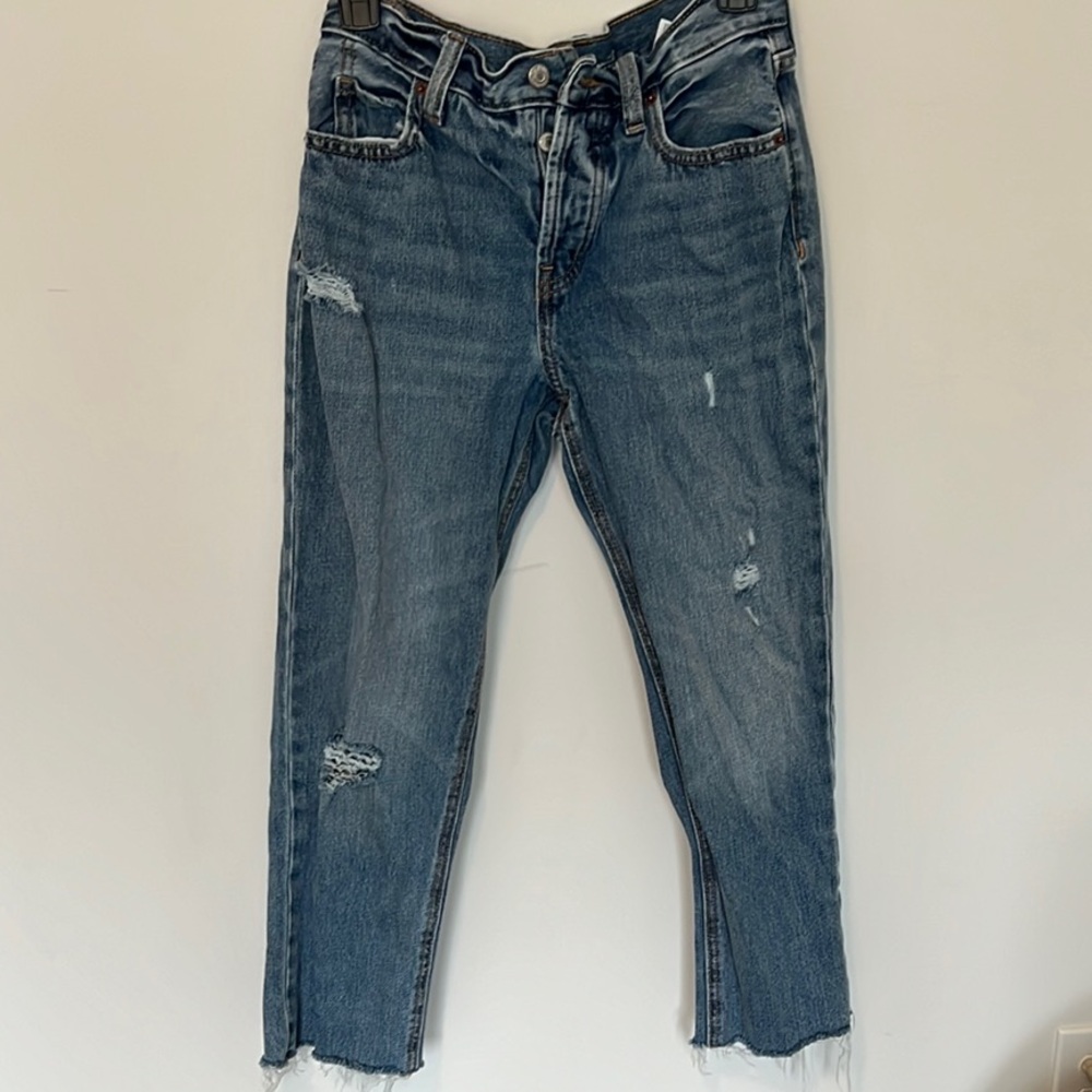 Women's Distressed Blue Jeans